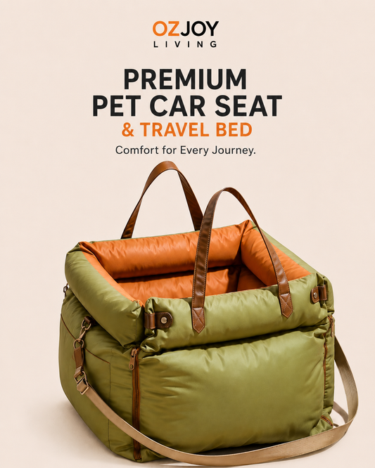 OZJOY Premium Pet Car Booster Seat & Travel Bed – Green & Orange