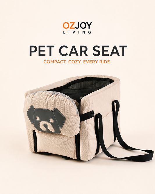OZJOY beige pet car booster seat for small dogs and cats